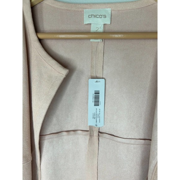 Chico's Open Front Zip-Detail Faux-Suede Jacket Topper Women's Large SZ 2 - Picture 7 of 8